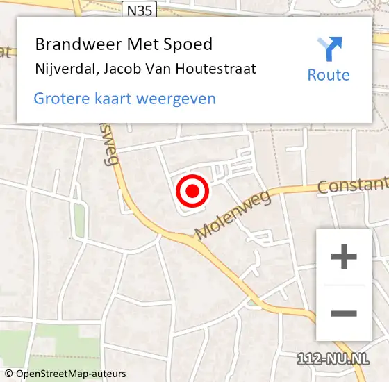 Locatie op kaart van de 112 melding: Brandweer Met Spoed Naar Nijverdal, Jacob Van Houtestraat op 11 juni 2016 17:10