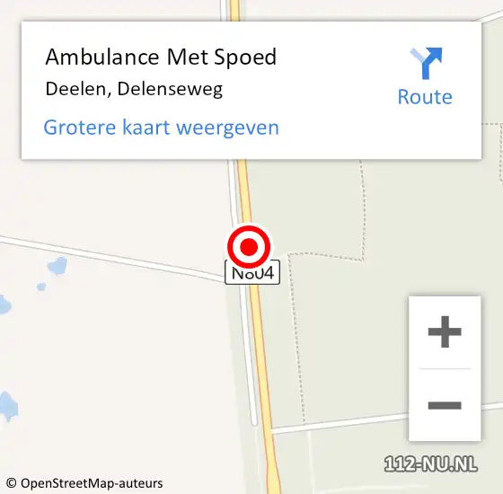 Locatie op kaart van de 112 melding: Ambulance Met Spoed Naar Deelen, Delenseweg op 11 juni 2016 17:25