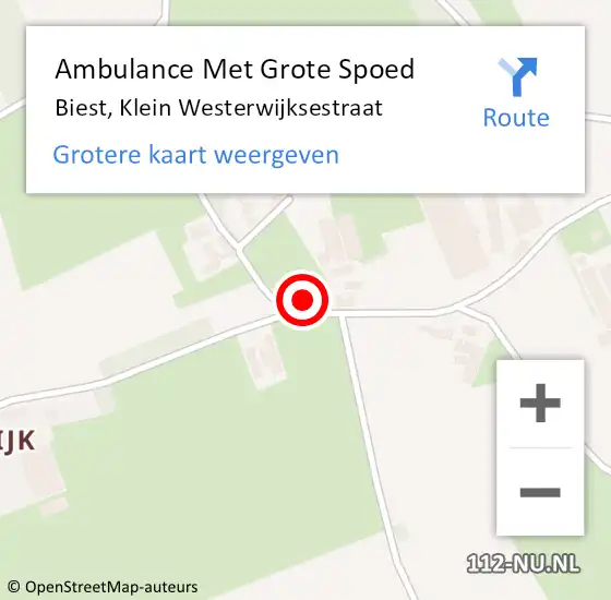 Locatie op kaart van de 112 melding: Ambulance Met Grote Spoed Naar Biest, Klein Westerwijksestraat op 11 juni 2016 18:00
