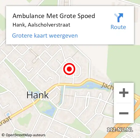 Locatie op kaart van de 112 melding: Ambulance Met Grote Spoed Naar Hank, Aalscholverstraat op 11 juni 2016 18:05