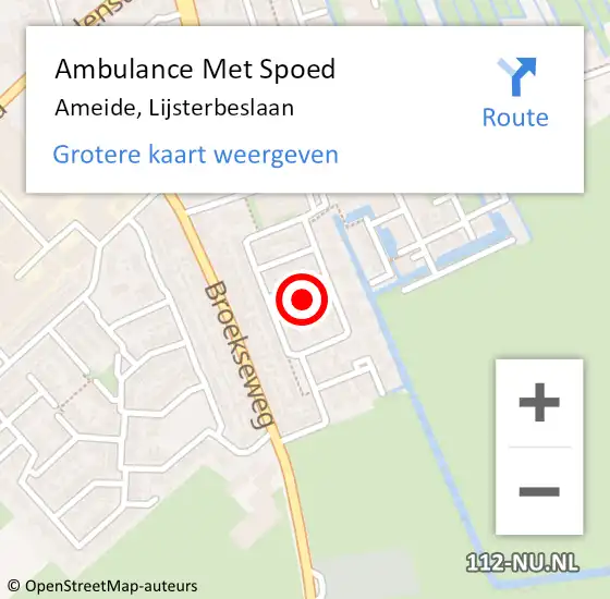 Locatie op kaart van de 112 melding: Ambulance Met Spoed Naar Ameide, Lijsterbeslaan op 11 juni 2016 18:29