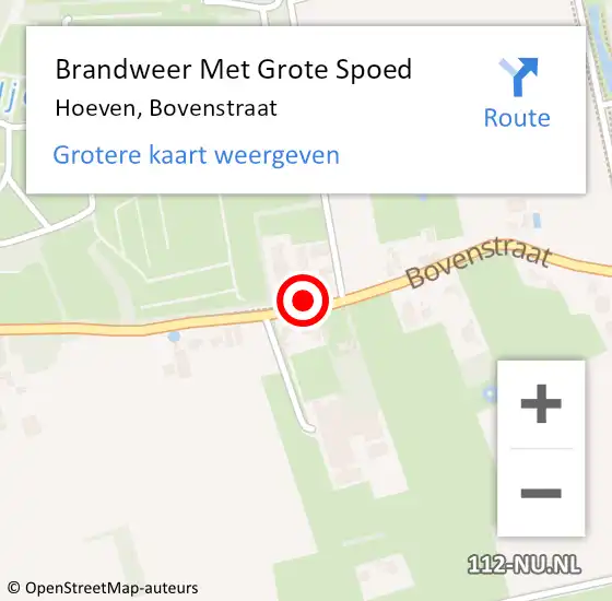 Locatie op kaart van de 112 melding: Brandweer Met Grote Spoed Naar Hoeven, Bovenstraat op 17 december 2013 21:44