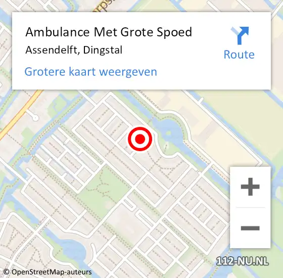 Locatie op kaart van de 112 melding: Ambulance Met Grote Spoed Naar Assendelft, Dingstal op 11 juni 2016 19:34