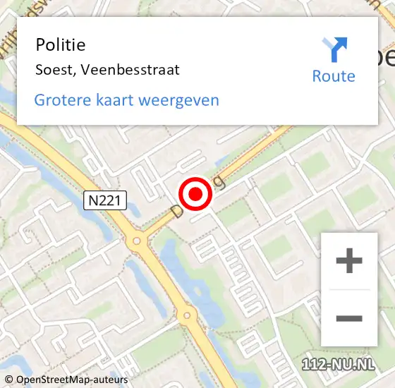 Locatie op kaart van de 112 melding: Politie Soest, Veenbesstraat op 11 juni 2016 20:07