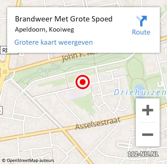 Locatie op kaart van de 112 melding: Brandweer Met Grote Spoed Naar Apeldoorn, Kooiweg op 11 juni 2016 20:17