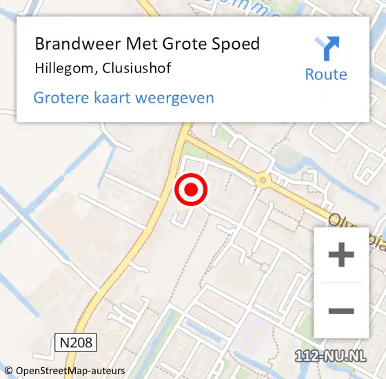 Locatie op kaart van de 112 melding: Brandweer Met Grote Spoed Naar Hillegom, Clusiushof op 11 juni 2016 20:19