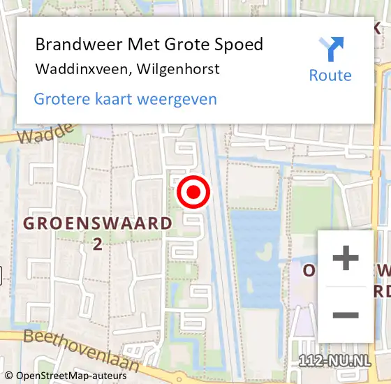 Locatie op kaart van de 112 melding: Brandweer Met Grote Spoed Naar Waddinxveen, Wilgenhorst op 11 juni 2016 20:20