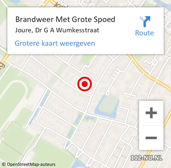 Locatie op kaart van de 112 melding: Brandweer Met Grote Spoed Naar Joure, Dr G A Wumkesstraat op 17 december 2013 21:56