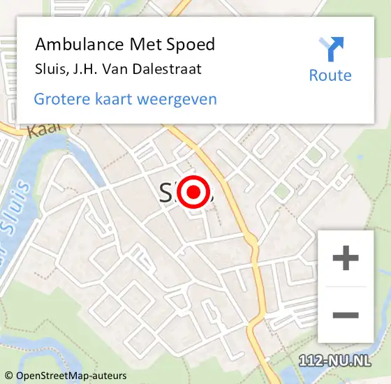 Locatie op kaart van de 112 melding: Ambulance Met Spoed Naar Sluis, J.H. Van Dalestraat op 11 juni 2016 20:58