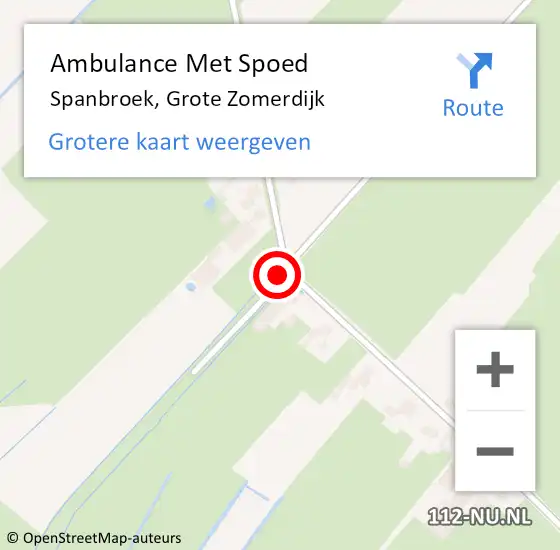 Locatie op kaart van de 112 melding: Ambulance Met Spoed Naar Spanbroek, Grote Zomerdijk op 11 juni 2016 21:10
