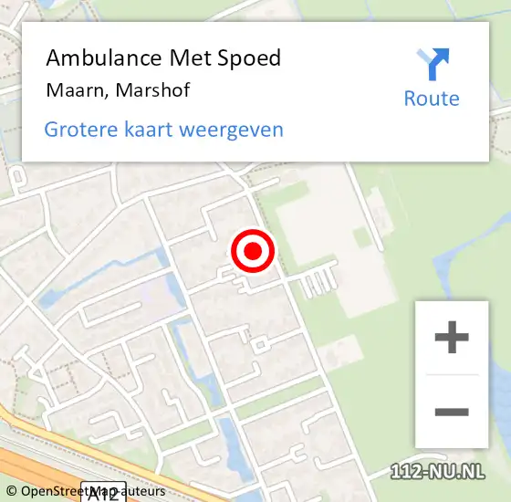 Locatie op kaart van de 112 melding: Ambulance Met Spoed Naar Maarn, Marshof op 11 juni 2016 22:16