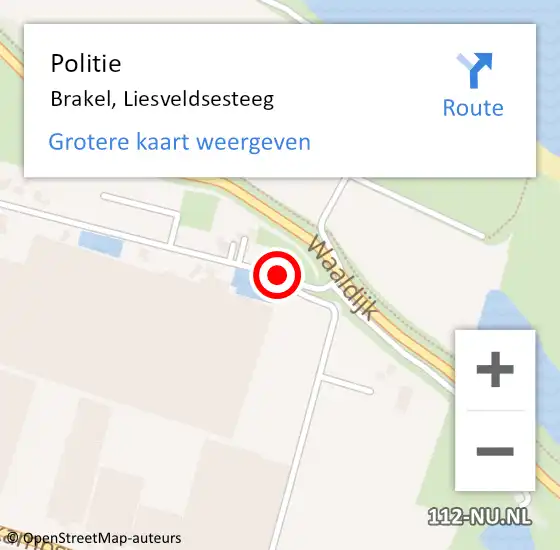 Locatie op kaart van de 112 melding: Politie Brakel, Liesveldsesteeg op 11 juni 2016 22:49