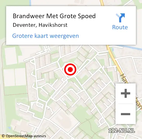 Locatie op kaart van de 112 melding: Brandweer Met Grote Spoed Naar Deventer, Havikshorst op 11 juni 2016 22:57