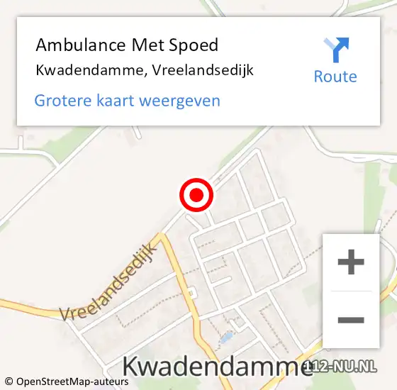 Locatie op kaart van de 112 melding: Ambulance Met Spoed Naar Kwadendamme, Vreelandsedijk op 12 juni 2016 00:13