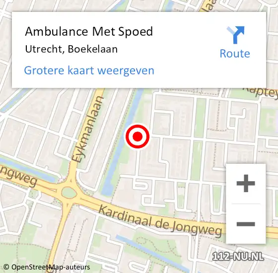 Locatie op kaart van de 112 melding: Ambulance Met Spoed Naar Utrecht, Boekelaan op 12 juni 2016 01:46