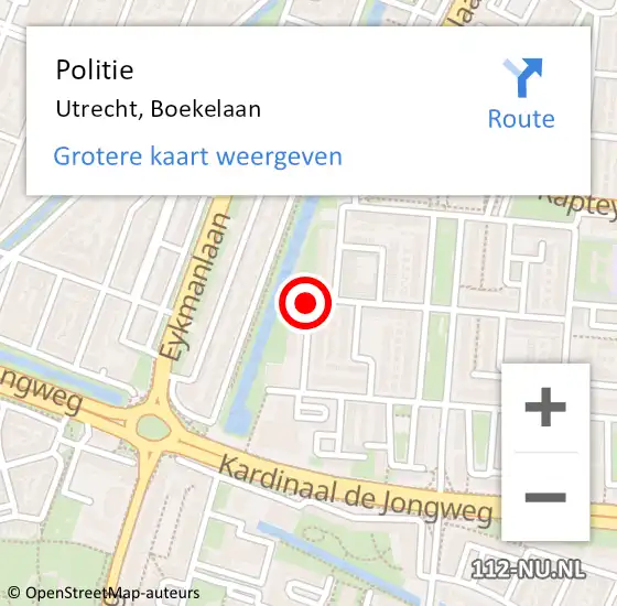 Locatie op kaart van de 112 melding: Politie Utrecht, Boekelaan op 12 juni 2016 01:49