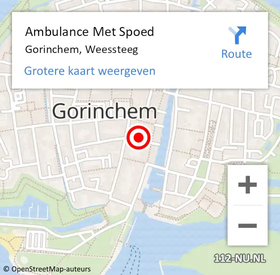 Locatie op kaart van de 112 melding: Ambulance Met Spoed Naar Gorinchem, Weessteeg op 12 juni 2016 01:53