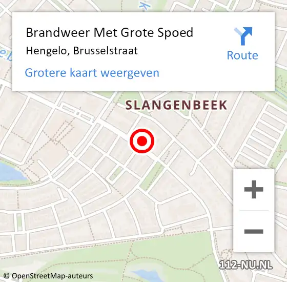 Locatie op kaart van de 112 melding: Brandweer Met Grote Spoed Naar Hengelo, Brusselstraat op 12 juni 2016 02:53