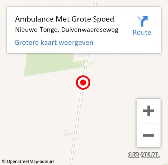 Locatie op kaart van de 112 melding: Ambulance Met Grote Spoed Naar Nieuwe-Tonge, Duivenwaardseweg op 12 juni 2016 04:28