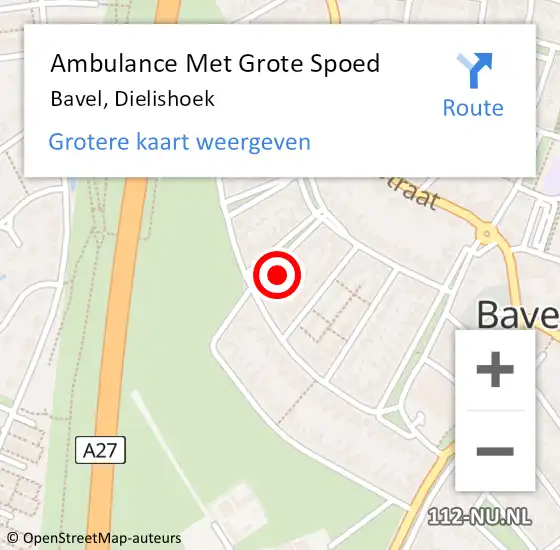 Locatie op kaart van de 112 melding: Ambulance Met Grote Spoed Naar Bavel, Dielishoek op 17 december 2013 23:04