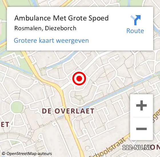 Locatie op kaart van de 112 melding: Ambulance Met Grote Spoed Naar Rosmalen, Diezeborch op 12 juni 2016 07:11