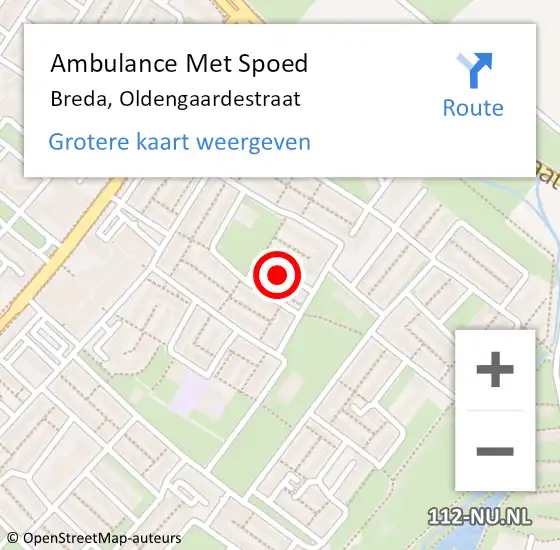 Locatie op kaart van de 112 melding: Ambulance Met Spoed Naar Breda, Oldengaardestraat op 17 december 2013 23:21