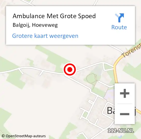 Locatie op kaart van de 112 melding: Ambulance Met Grote Spoed Naar Balgoij, Hoeveweg op 12 juni 2016 10:14