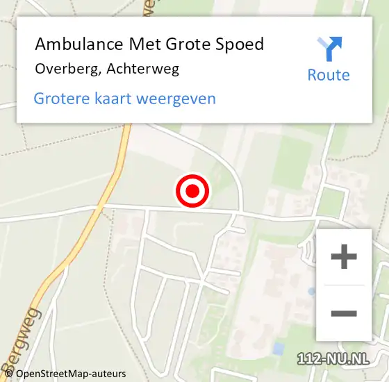 Locatie op kaart van de 112 melding: Ambulance Met Grote Spoed Naar Overberg, Dwarsweg op 12 juni 2016 10:42