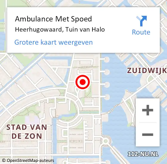 Locatie op kaart van de 112 melding: Ambulance Met Spoed Naar Heerhugowaard, Tuin van Halo op 12 juni 2016 13:09