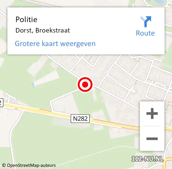 Locatie op kaart van de 112 melding: Politie Dorst, Broekstraat op 12 juni 2016 13:26