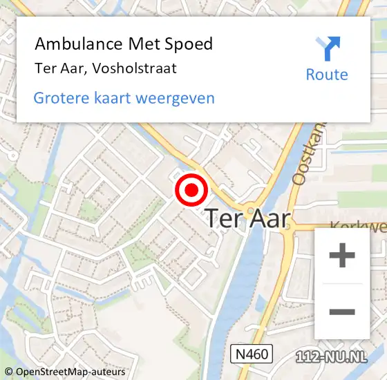 Locatie op kaart van de 112 melding: Ambulance Met Spoed Naar Ter Aar, Vosholstraat op 12 juni 2016 13:51