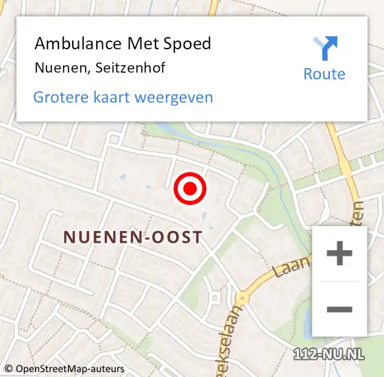 Locatie op kaart van de 112 melding: Ambulance Met Spoed Naar Nuenen, Seitzenhof op 12 juni 2016 15:02