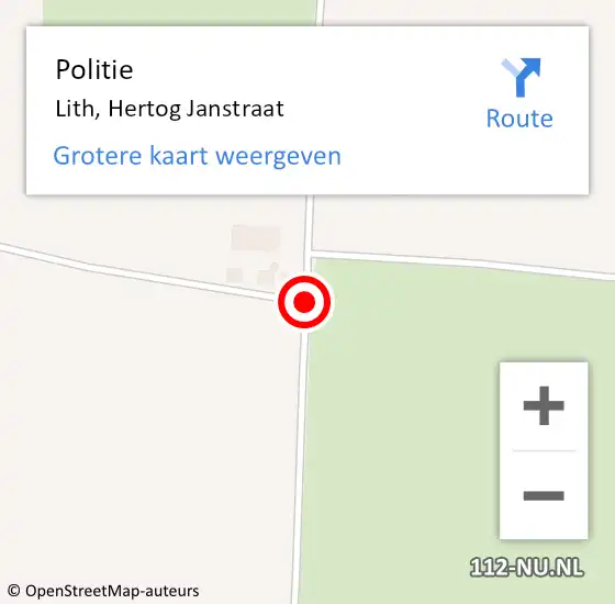 Locatie op kaart van de 112 melding: Politie Lith, Hertog Janstraat op 12 juni 2016 15:04