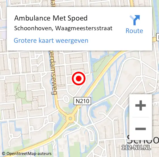 Locatie op kaart van de 112 melding: Ambulance Met Spoed Naar Schoonhoven, Waagmeestersstraat op 12 juni 2016 15:12