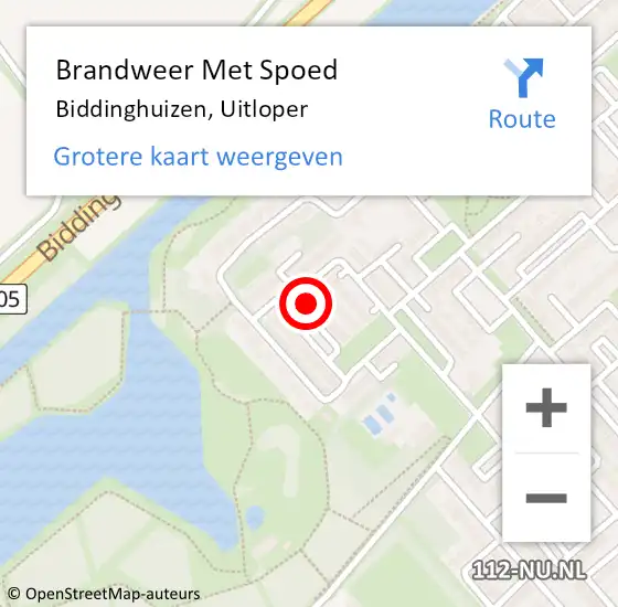 Locatie op kaart van de 112 melding: Brandweer Met Spoed Naar Biddinghuizen, Uitloper op 12 juni 2016 15:36