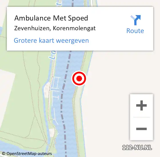 Locatie op kaart van de 112 melding: Ambulance Met Spoed Naar Zevenhuizen, Korenmolengat op 12 juni 2016 17:06