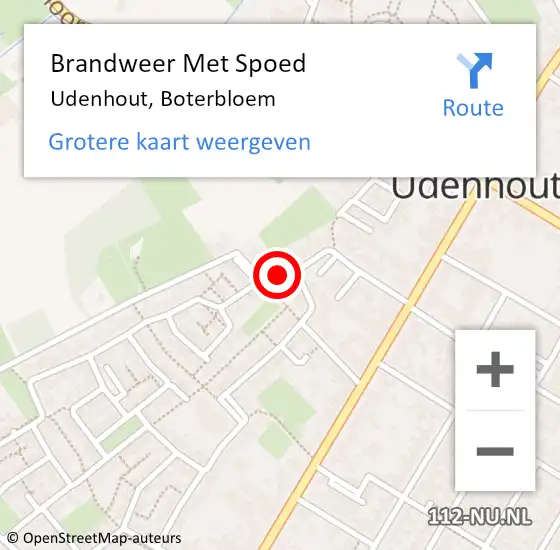 Locatie op kaart van de 112 melding: Brandweer Met Spoed Naar Udenhout, Boterbloem op 12 juni 2016 17:55