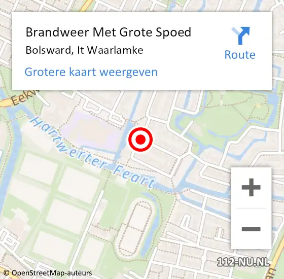 Locatie op kaart van de 112 melding: Brandweer Met Grote Spoed Naar Bolsward, It Waarlamke op 12 juni 2016 18:01