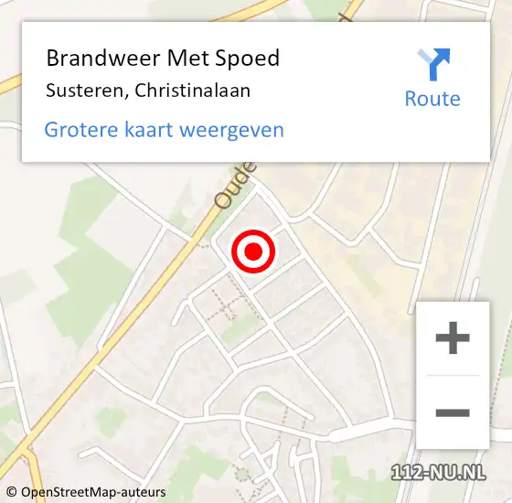 Locatie op kaart van de 112 melding: Brandweer Met Spoed Naar Susteren, Christinalaan op 12 juni 2016 18:28