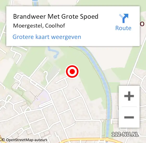 Locatie op kaart van de 112 melding: Brandweer Met Grote Spoed Naar Moergestel, Coolhof op 18 december 2013 01:22