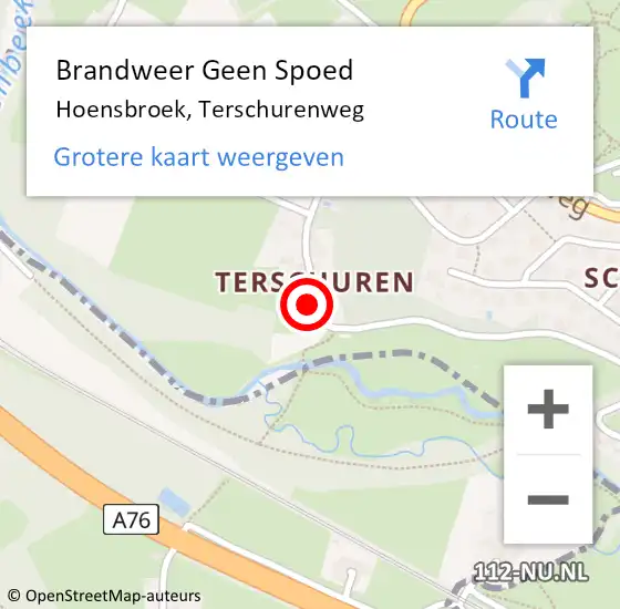 Locatie op kaart van de 112 melding: Brandweer Geen Spoed Naar Hoensbroek, Terschurenweg op 12 juni 2016 19:07
