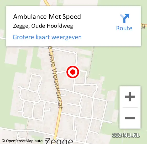 Locatie op kaart van de 112 melding: Ambulance Met Spoed Naar Zegge, Oude Hoofdweg op 12 juni 2016 19:08