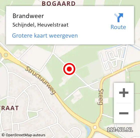 Locatie op kaart van de 112 melding: Brandweer Schijndel, Heuvelstraat op 12 juni 2016 20:23