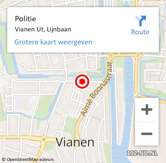 Locatie op kaart van de 112 melding: Politie Vianen Ut, Lijnbaan op 16 september 2013 13:12