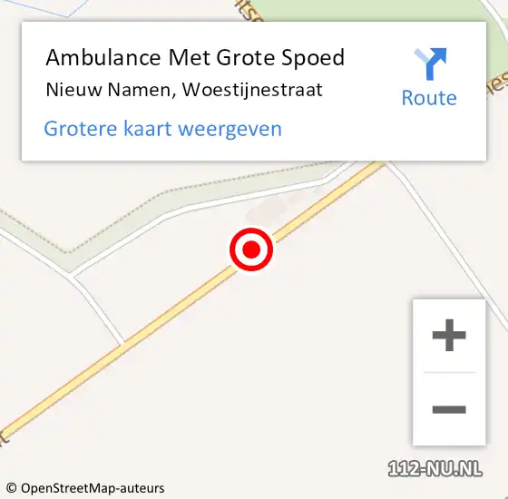 Locatie op kaart van de 112 melding: Ambulance Met Grote Spoed Naar Nieuw Namen, Woestijnestraat op 12 juni 2016 22:29