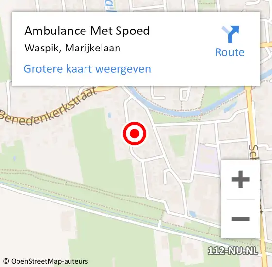Locatie op kaart van de 112 melding: Ambulance Met Spoed Naar Waspik, Marijkelaan op 12 juni 2016 22:48