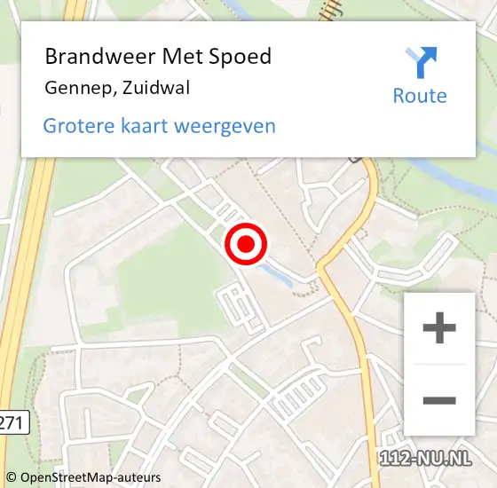 Locatie op kaart van de 112 melding: Brandweer Met Spoed Naar Gennep, Zuidwal op 12 juni 2016 22:51