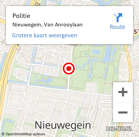 Locatie op kaart van de 112 melding: Politie Nieuwegein, Van Anrooylaan op 12 juni 2016 23:08