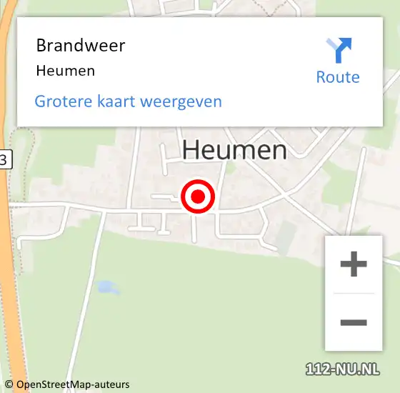 Locatie op kaart van de 112 melding: Brandweer Heumen op 13 juni 2016 00:48