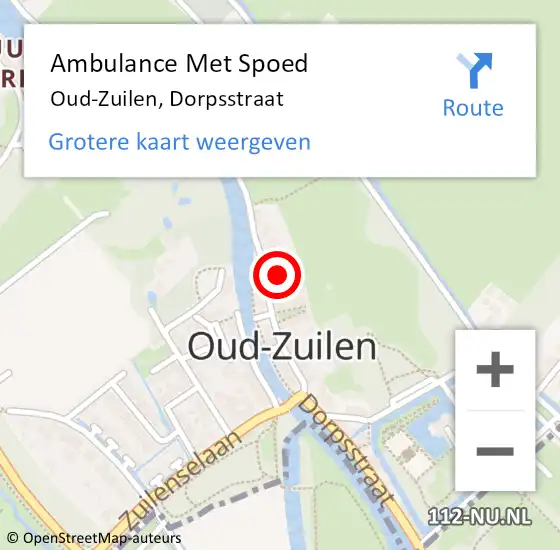 Locatie op kaart van de 112 melding: Ambulance Met Spoed Naar Oud-Zuilen, Dorpsstraat op 13 juni 2016 01:15